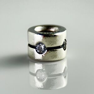 PANDORA‎ Barrel Band Charm 790172CZ 925 ALE Clear CZ Retired Silver Spacer Bead
